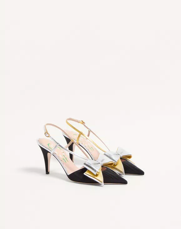 Valentino Bowow Slingback Pumps In Moirè Fabric 85Mm - Image 6